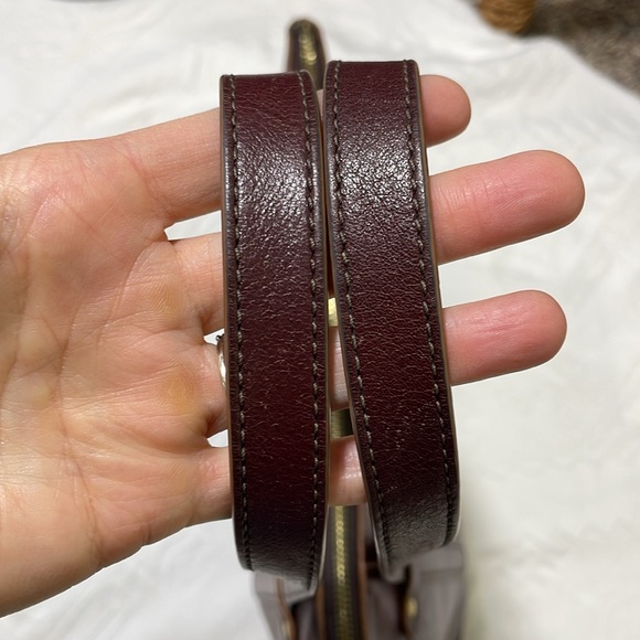 Fossil Felicity Satchel Tote Bordeaux Leather Bag Purse Double Shoulder Strap - Picture 5 of 16